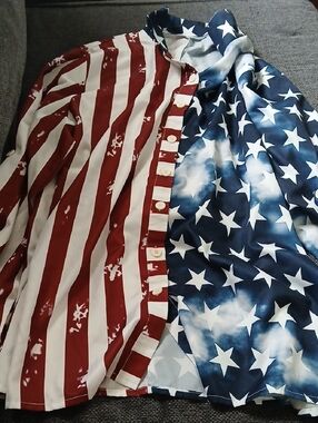 American Flag Star & Stripe Button-Up Shirt